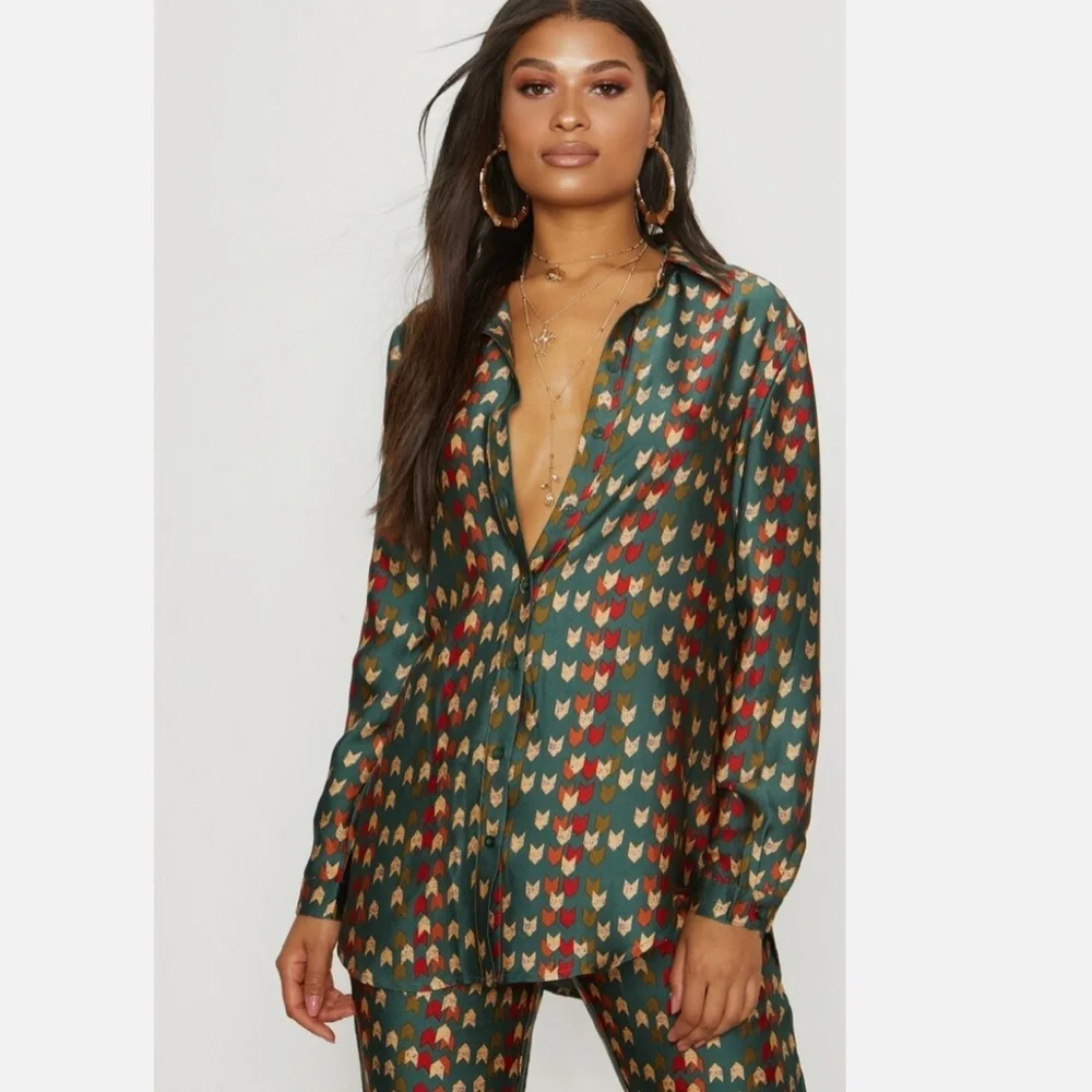 (SMALL) MATCHING SET: Green Chevron Print Cigarette from PRETTY LITTLE THING - Picture 3 of 3